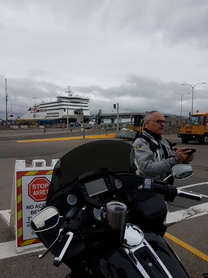 Waiting in line for the ferry
